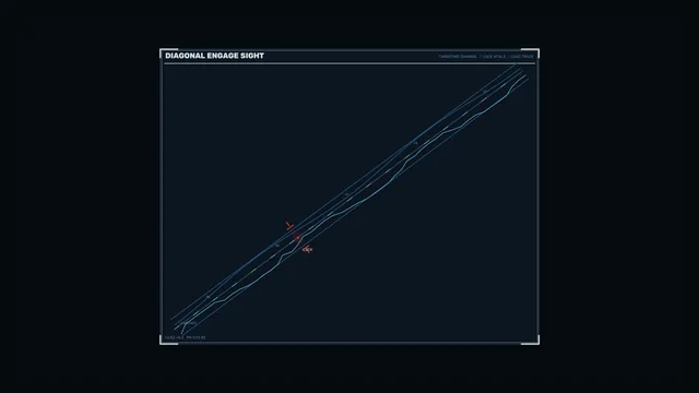 Diagonal Target-Lock HUD with Blue Telemetry – 4K Sci-Fi Wallpaper