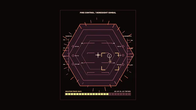 Futuristic Spacecraft Targeting HUD with Hexagonal Reticle 4K Wallpaper