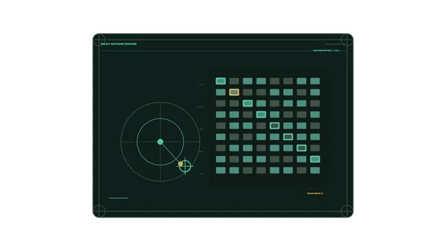 Policy Outcome Matrix HUD with Scanner Reticle and Data Grid 4K Wallpaper