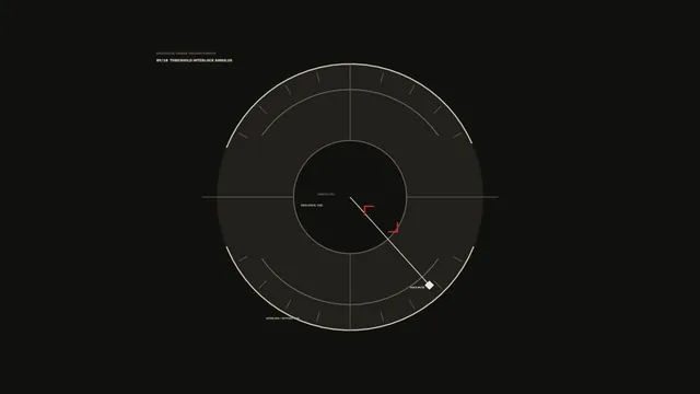Circular Telemetry Scanner HUD with Radial Gauge and Red Target Marker