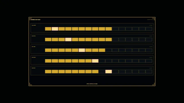 Sci-Fi Channel Status HUD with Segmented Gold Telemetry Bars