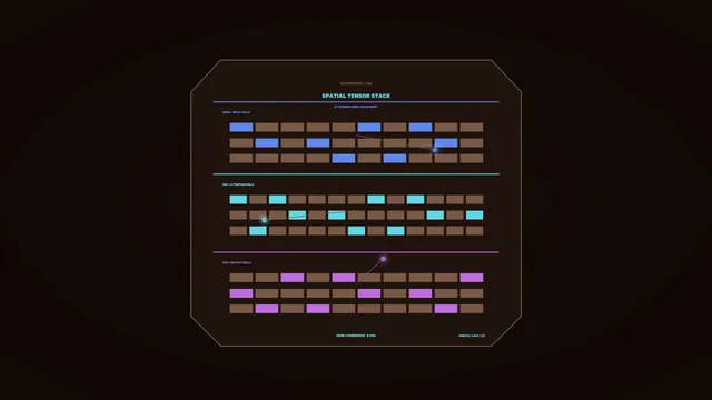 Spatial Tensor Stack Sci-Fi HUD Status Display 4K Wallpaper