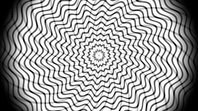 Black and White Warped Radial Grid with Central Starburst