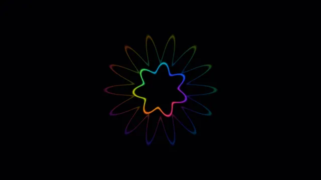 Neon Radial Flower Outline 4K Wallpaper