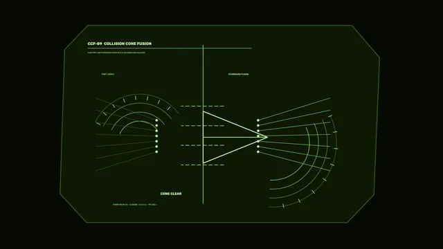 Sci-Fi Collision Cone Fusion HUD 4K Wallpaper
