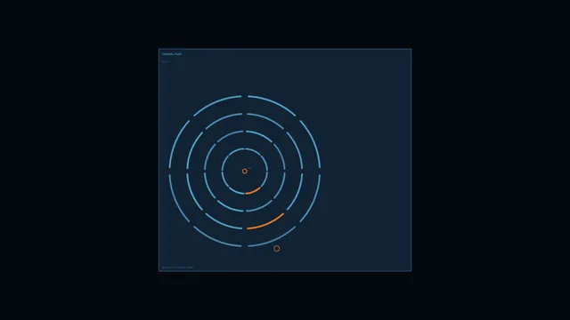 Circular Telemetry HUD with Segmented Blue Rings and Orange Markers – 4K Sci-Fi