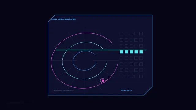 Futuristic Sonar HUD Interface with Circular Telemetry Scanner