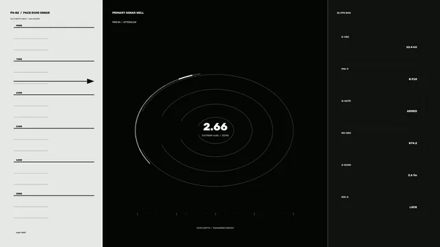 Monochrome Energy Status Sonar HUD 4K Sci-Fi Wallpaper