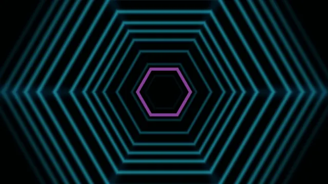 Neon Hexagon Tunnel with Purple Center 4K Wallpaper