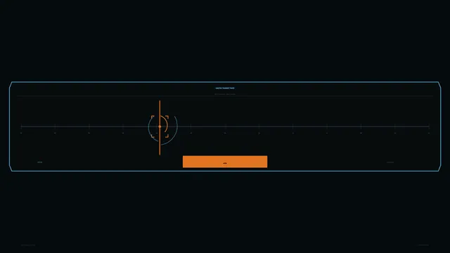 Sci-Fi Target Tracking HUD with Cyan Scale and Orange Reticle