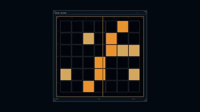 Cell Matrix Data HUD Wallpaper with Amber Status Grid