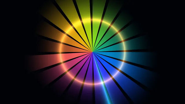Rainbow Radial Burst with Glowing Ring on Black