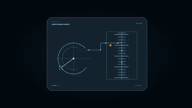 Constitutional Stability HUD Dashboard with Circular Scanner and Telemetry Panel