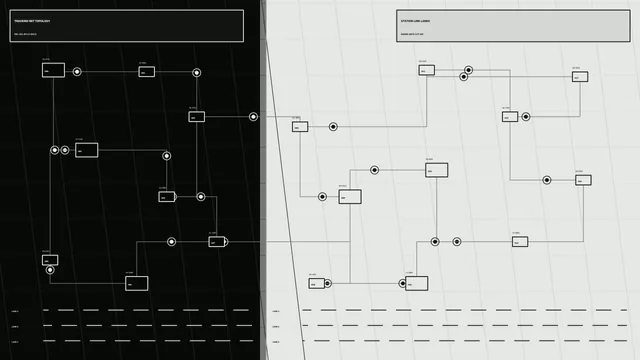 Monochrome Tracking Network Topology HUD with Station Links – Free 4K Sci-Fi 4K?