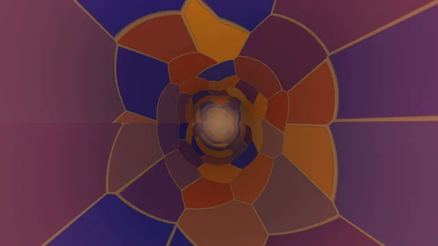 Polygonal Geometric Tunnel with Glowing Amber Center 4K Wallpaper