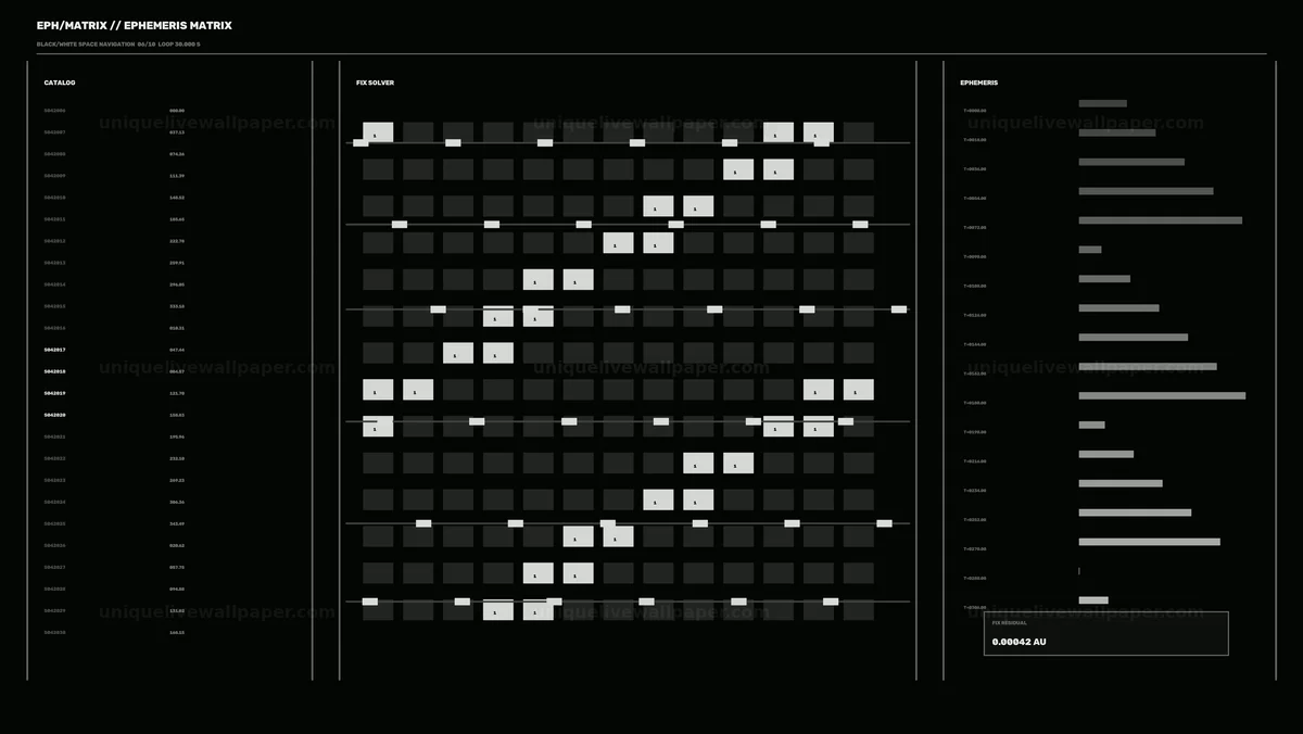 Black and White Space Navigation HUD Seamless Loop