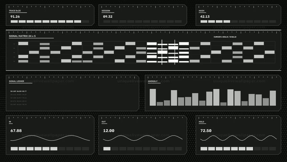 Monochrome Telemetry Dashboard HUD Seamless Loop