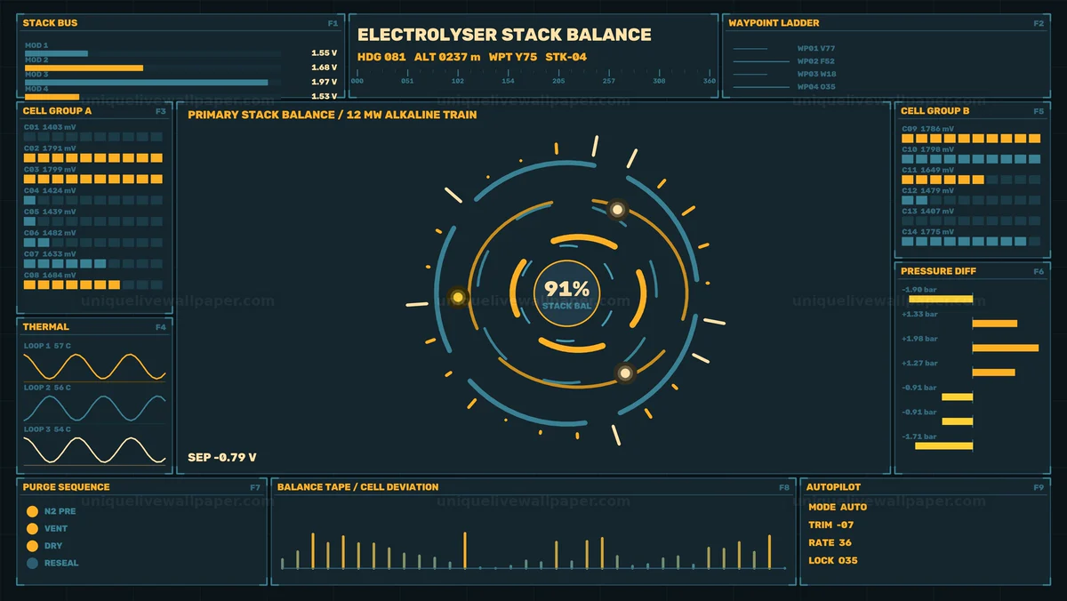 Watermarked thumbnail for Electrolyzer Stack Balance HUD Seamless Loop