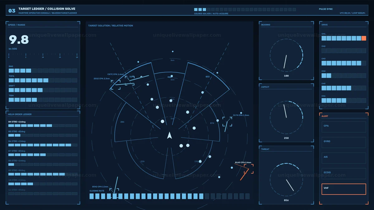 Maritime Radar Collision Avoidance HUD Seamless Loop