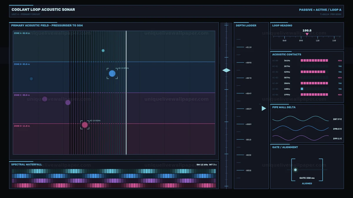 Watermarked thumbnail for Acoustic Sonar Monitoring HUD Seamless Loop
