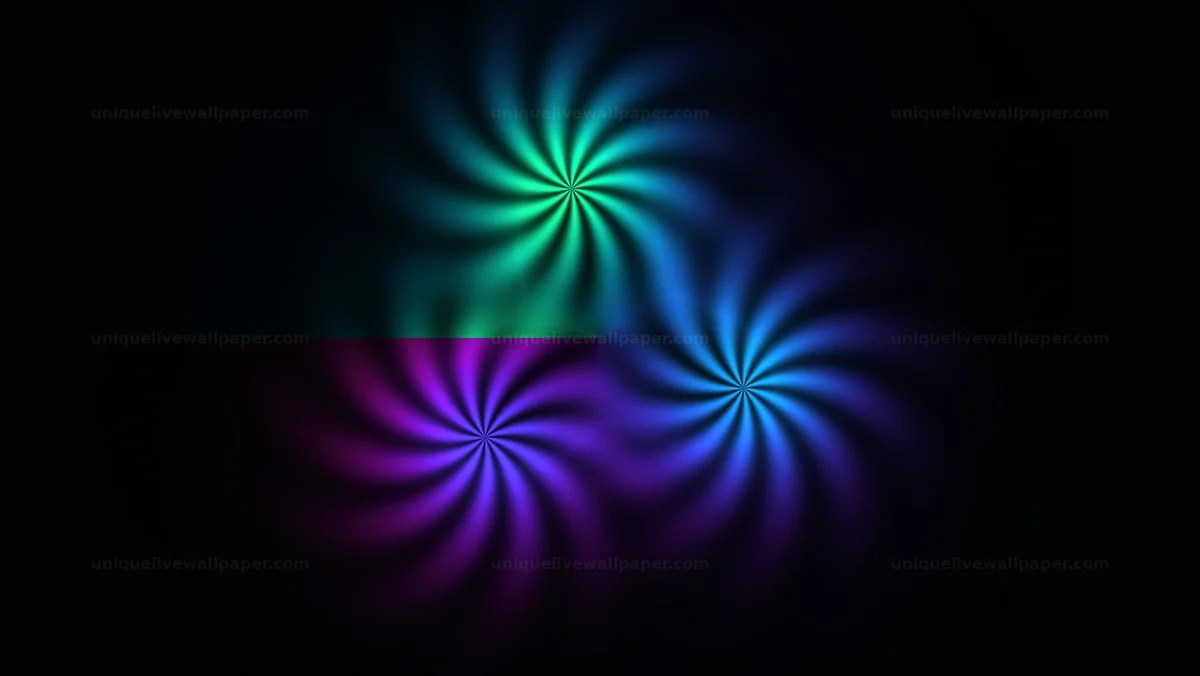 Fluorescent fluid turbulence background shows swirling light patterns