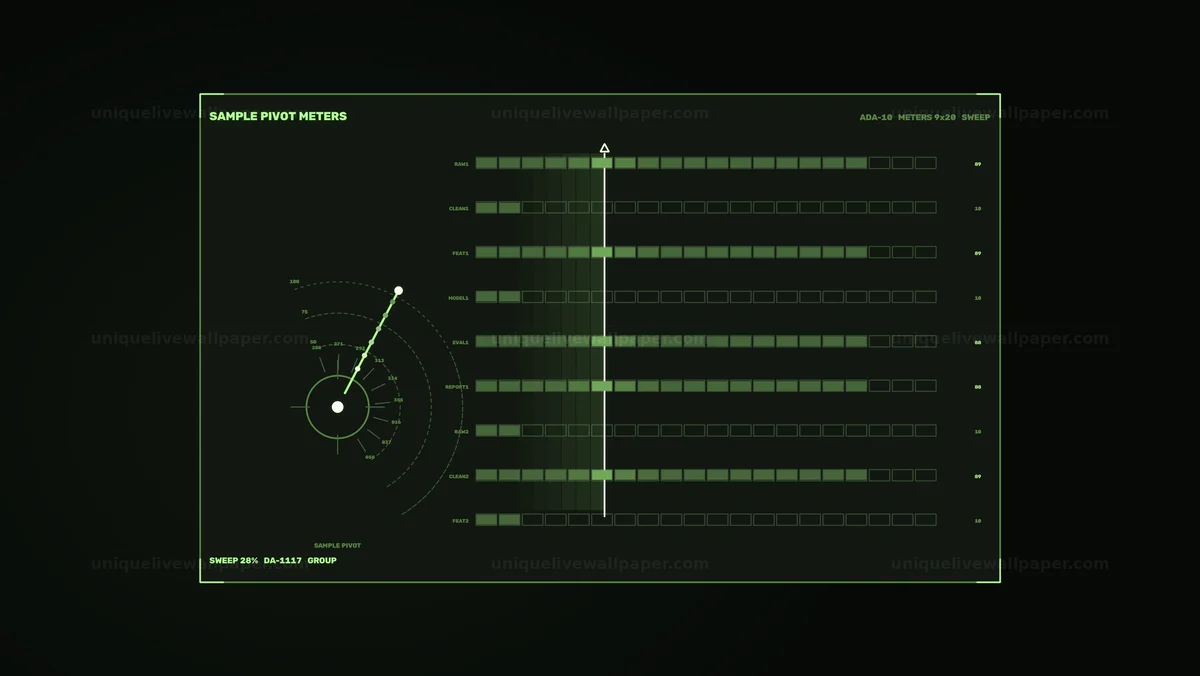 Watermarked thumbnail for Data Analysis HUD with Scanning Meters Seamless Loop