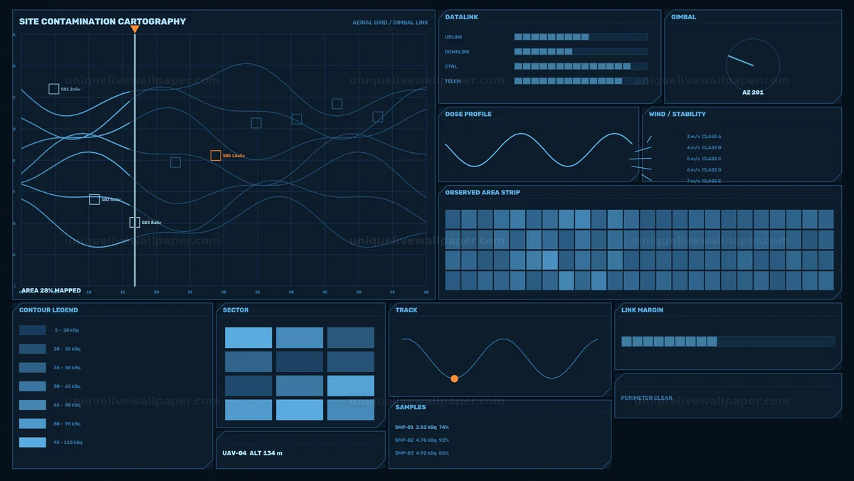 Drone Contamination Mapping HUD Seamless Loop