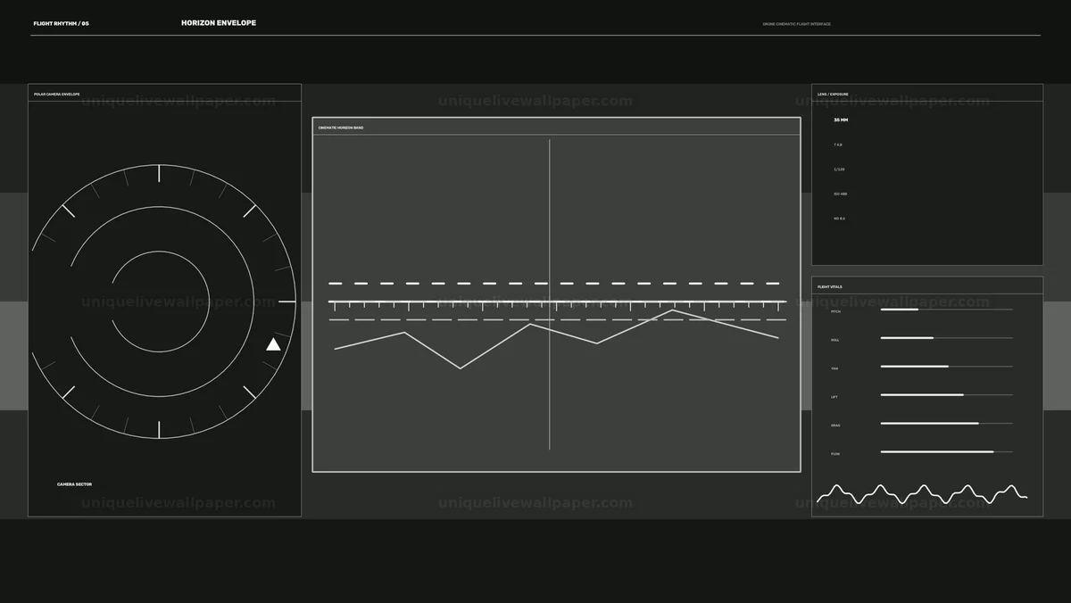 Drone Flight Interface HUD with Horizon Graph Seamless Loop