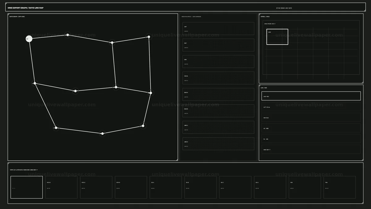 Monochrome Network Link Map HUD Seamless Loop