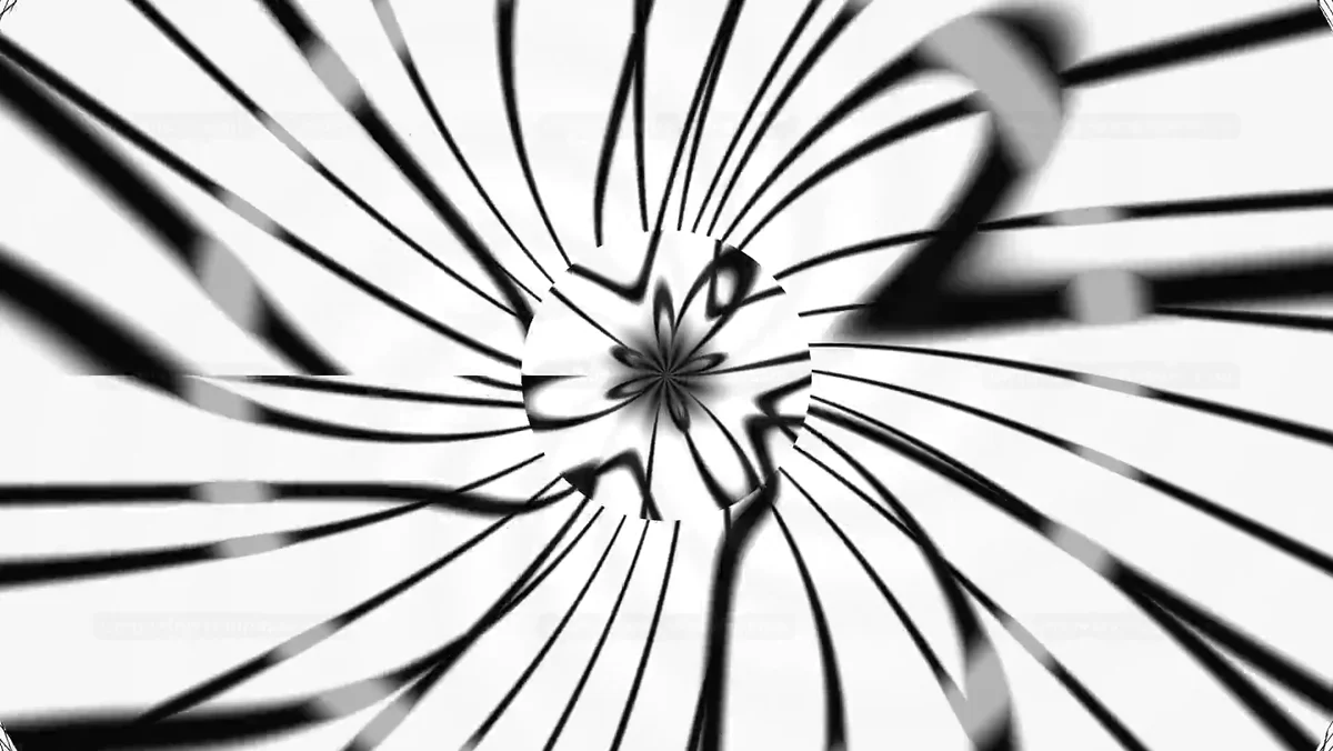 Watermarked thumbnail for Black and white warped spiral grid background shows an abstract design