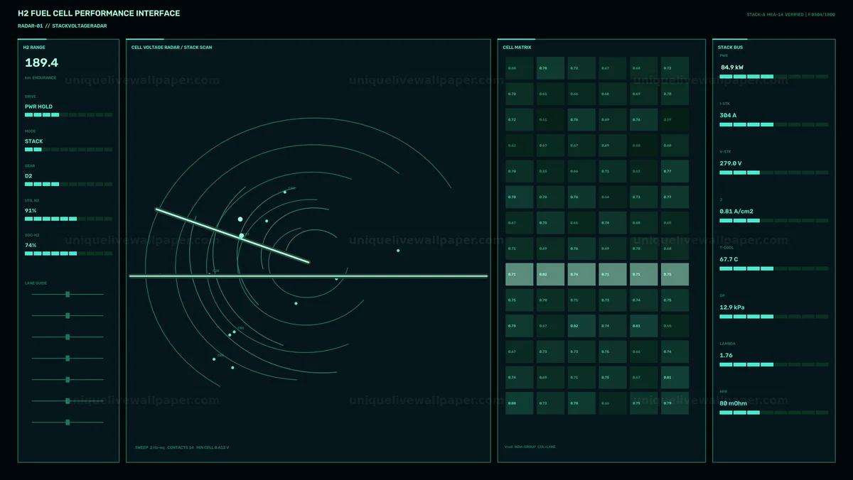 H2 Fuel Cell Monitoring HUD Seamless Loop