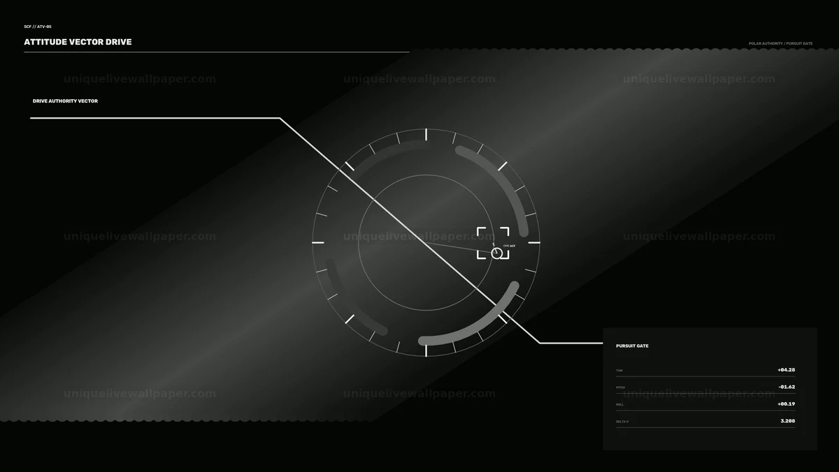 Watermarked thumbnail for Futuristic Spacecraft Attitude HUD Seamless Loop