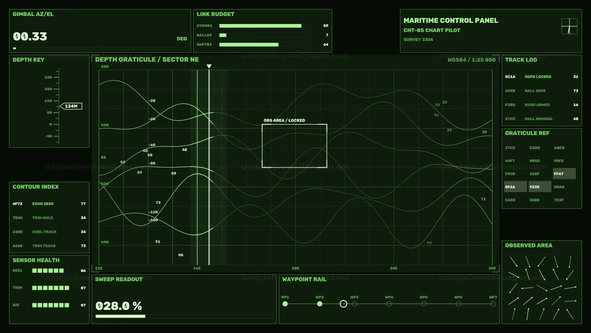 Maritime Chart Navigation HUD Seamless Loop
