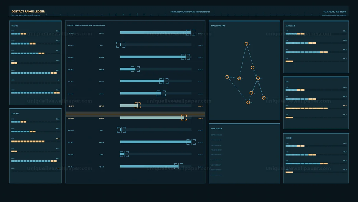 Sonar Contact Range Analysis HUD Seamless Loop