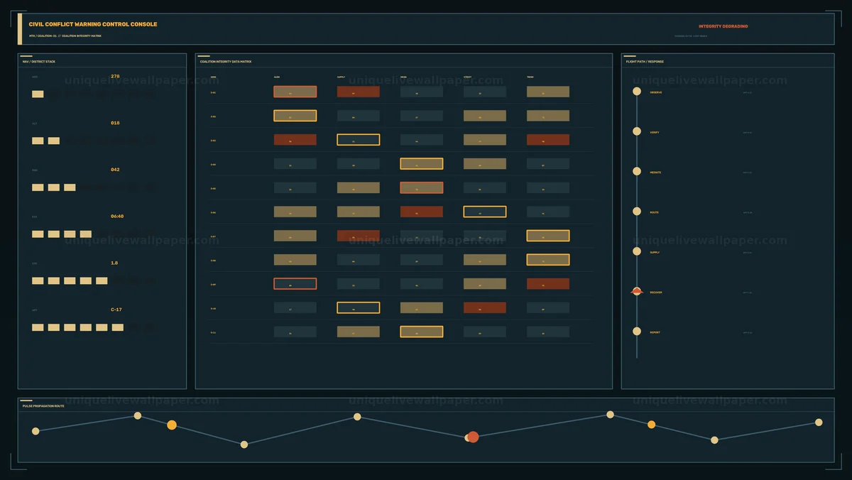 Watermarked thumbnail for Conflict Warning Control Console HUD Seamless Loop