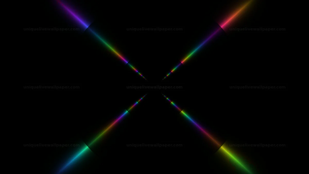 Chromatic outline text reveal shows colorful lines on black background