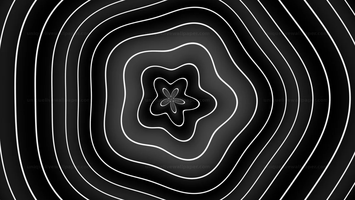 Black and white warped spiral grid background creates motion effects