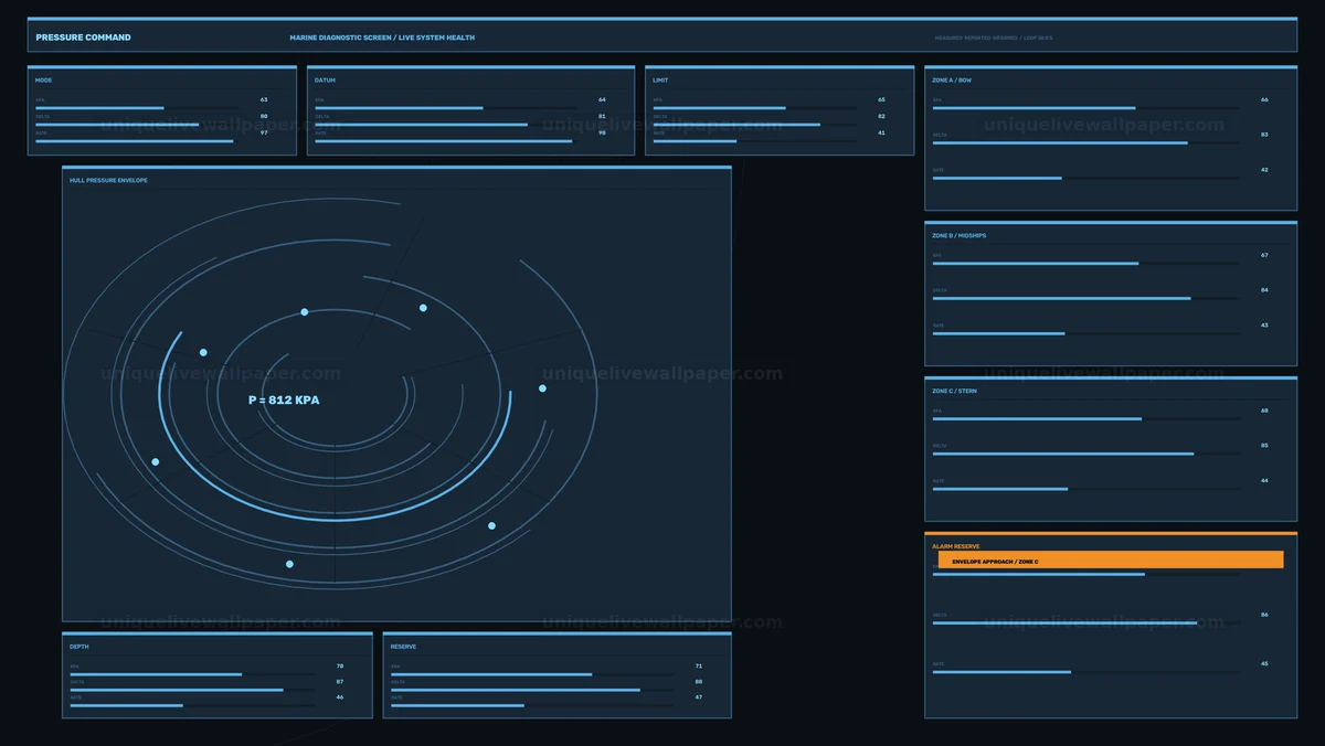 Watermarked thumbnail for Marine Pressure Monitoring HUD Seamless Loop