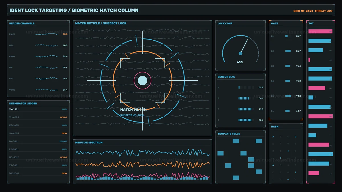 Watermarked thumbnail for Biometric Target Lock HUD Seamless Loop