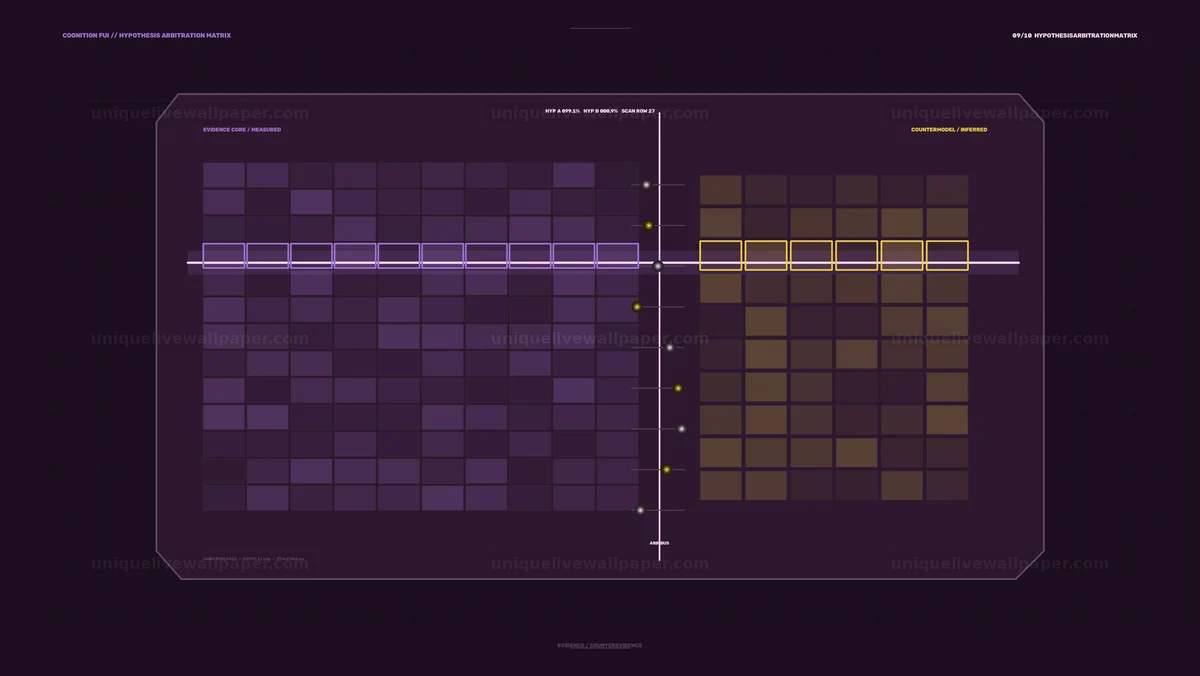 Watermarked thumbnail for AI Cognition FUI Hypothesis Matrix Display