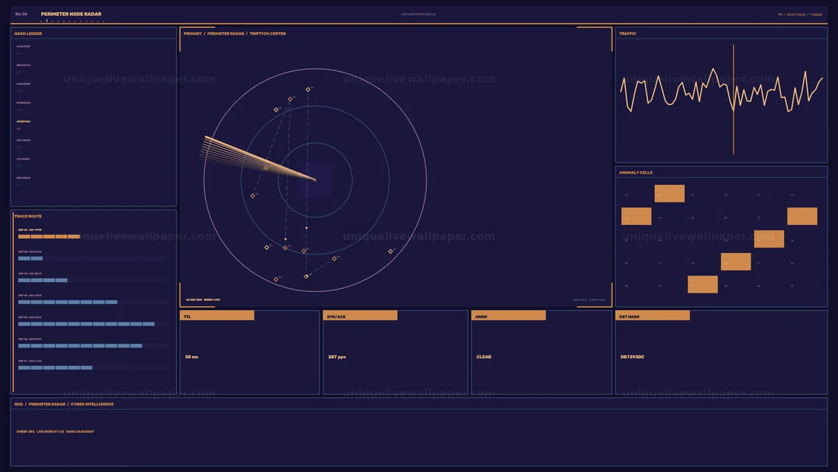 Cybersecurity Perimeter Radar HUD Seamless Loop