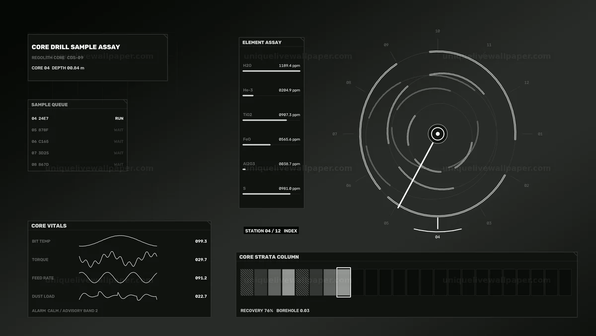 Lunar Exploration Core Assay HUD