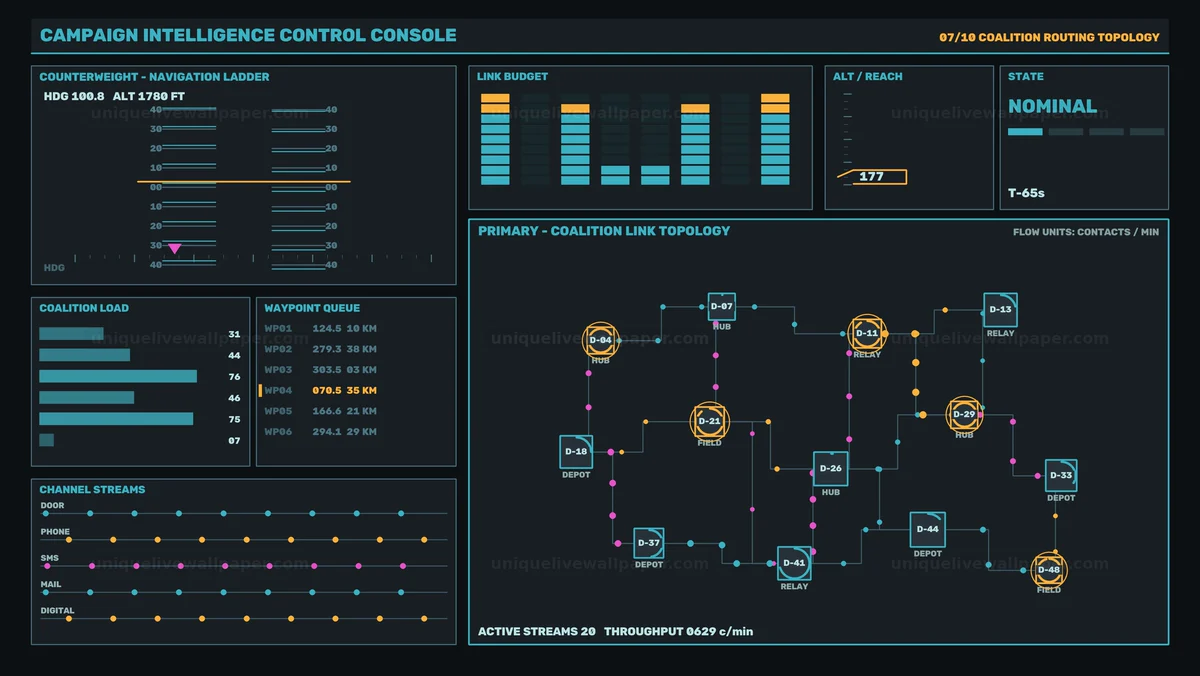 Watermarked thumbnail for Military Intelligence Network Console Seamless Loop