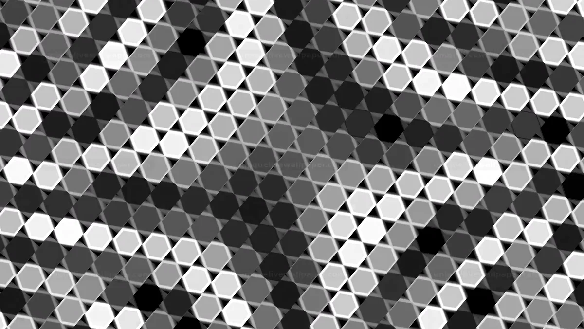 Black and White Geometric Hexagon Wave Background Seamless Loop