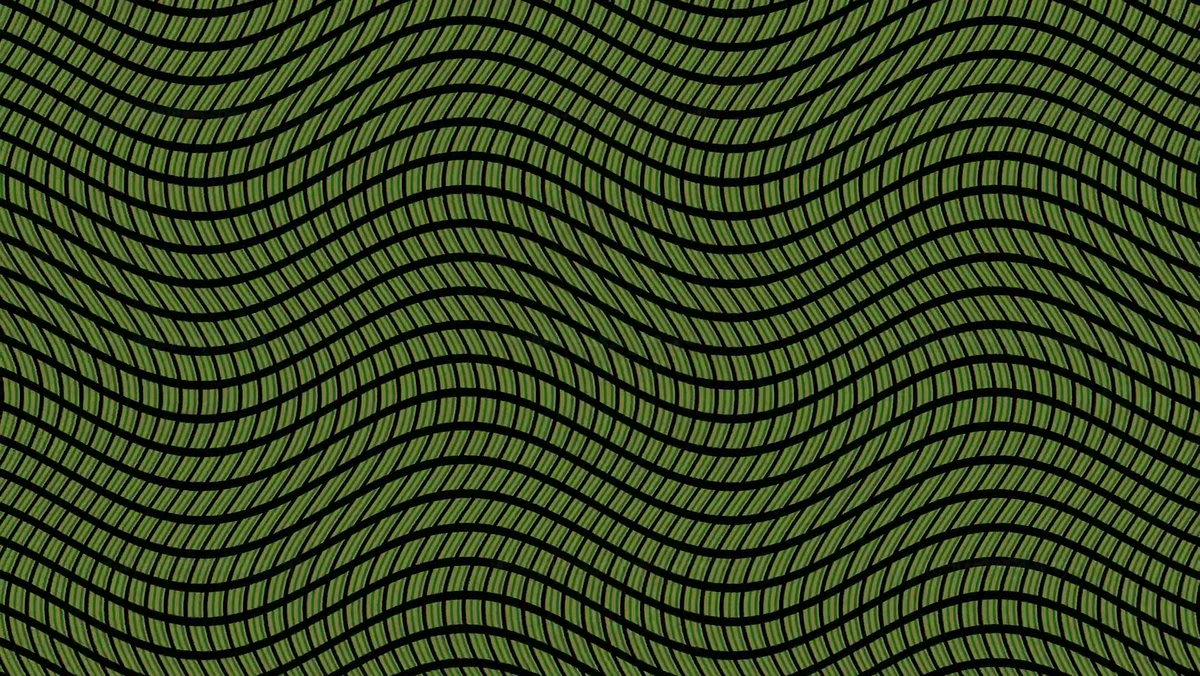 Glitching rainbow interference background shown with wave patterns