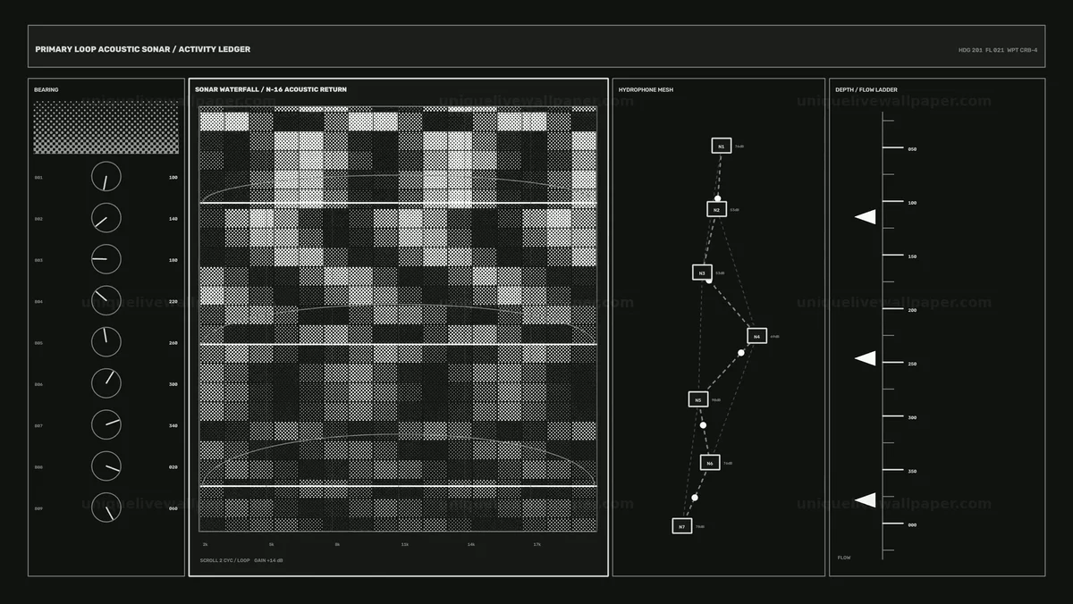 Sonar Monitoring HUD with Acoustic Waterfall