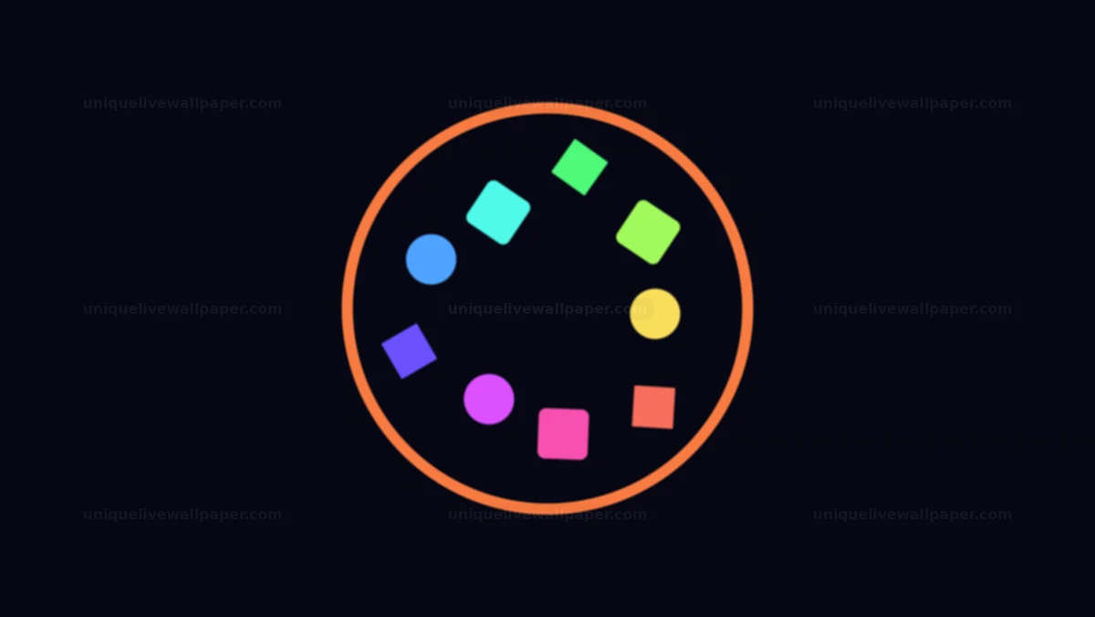 Colorful kaleidoscope shape elements create visual patterns