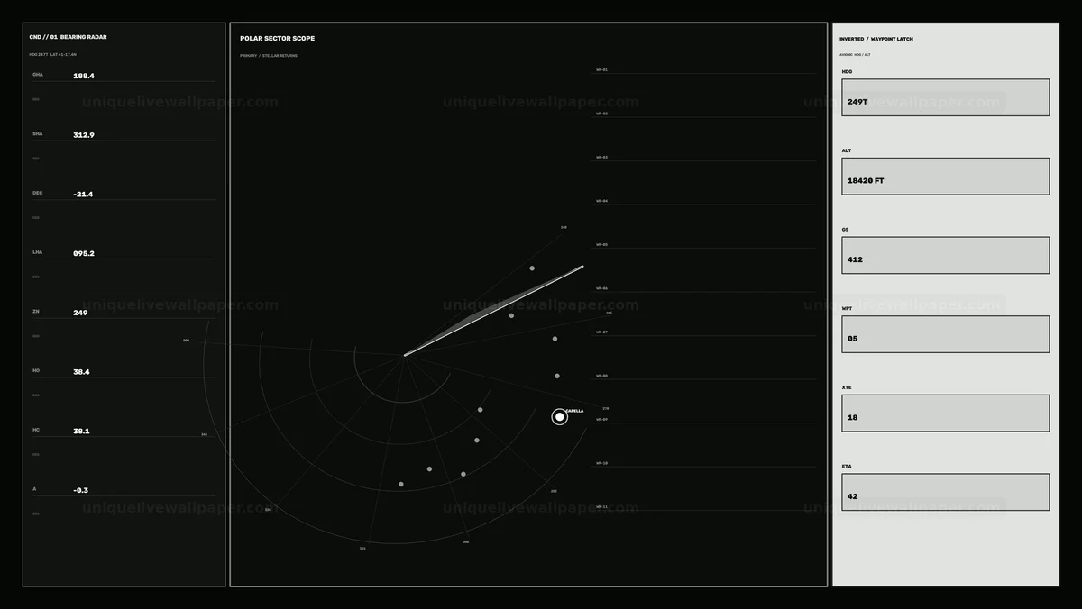 Celestial Navigation Dashboard Radar Seamless Loop