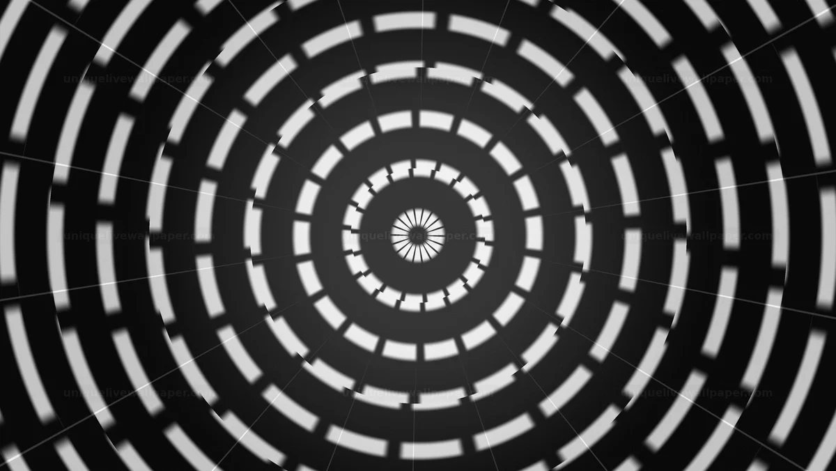 Black and white expanding rings background with motion graphics