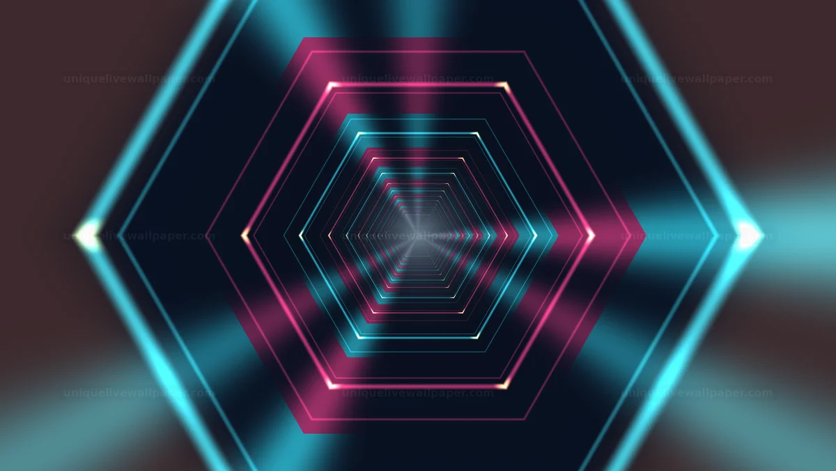 Watermarked thumbnail for Neon Hexagonal Tunnel Seamless Loop